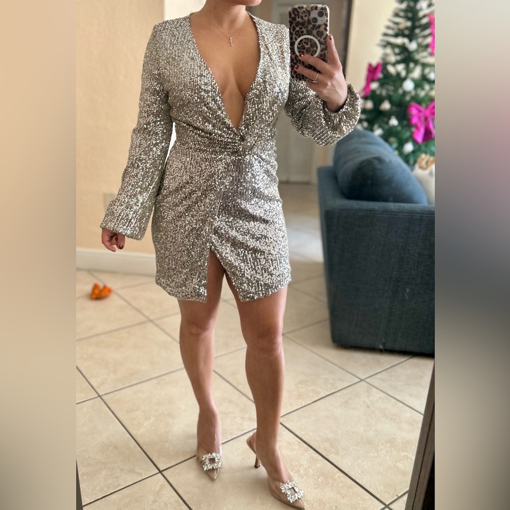 Mini Silver Sequin Dress – Perfect for the Holidays!
